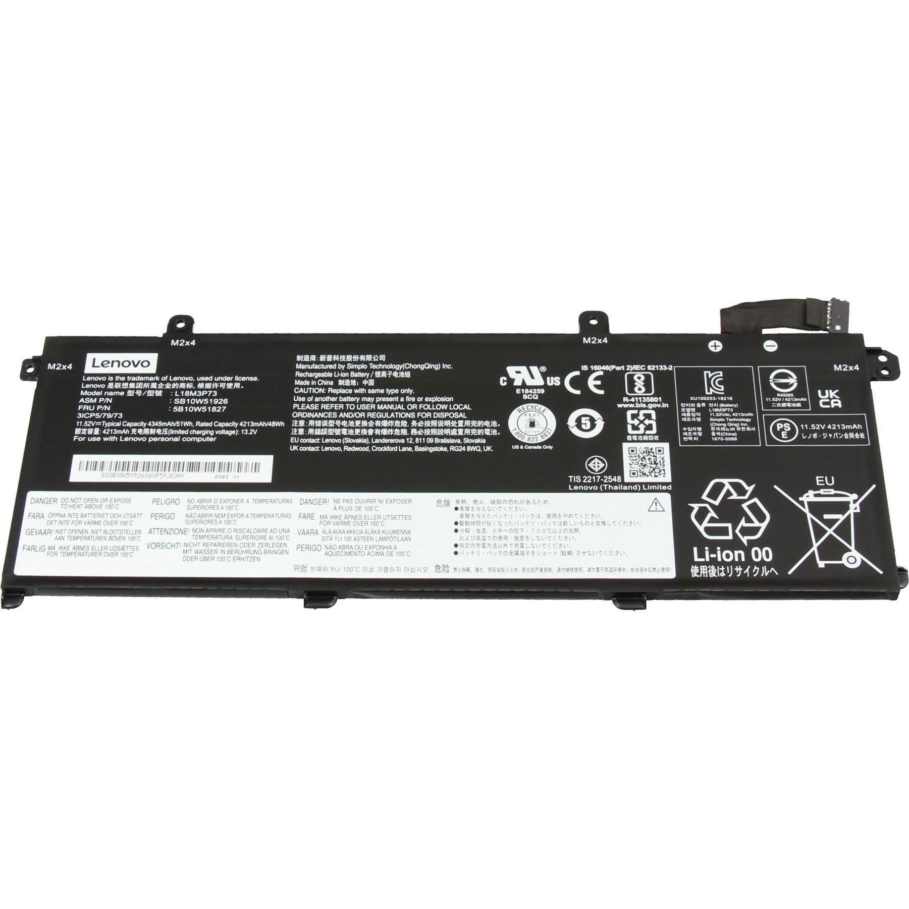 Lenovo 02DL009 (3 Zellen, 4385 mAh), Notebook Akku