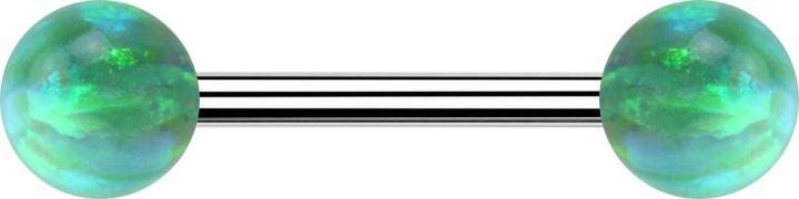 Immagine prodotto Star Piercing Barbell in argento con due palline verde opale (senza ottone, Acciaio chirurgico 316L)