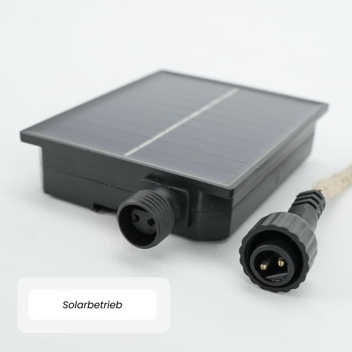 Image du produit Hermex LED-Hanfseil-Lichterkette Solar-Leuchtkette Gartenbeleuchtung Lampe (10 m)