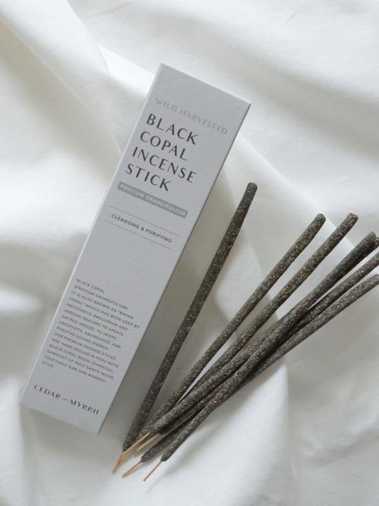 Actual product image Cedar and Myrrh Incense sticks hand-rolled Black Copal