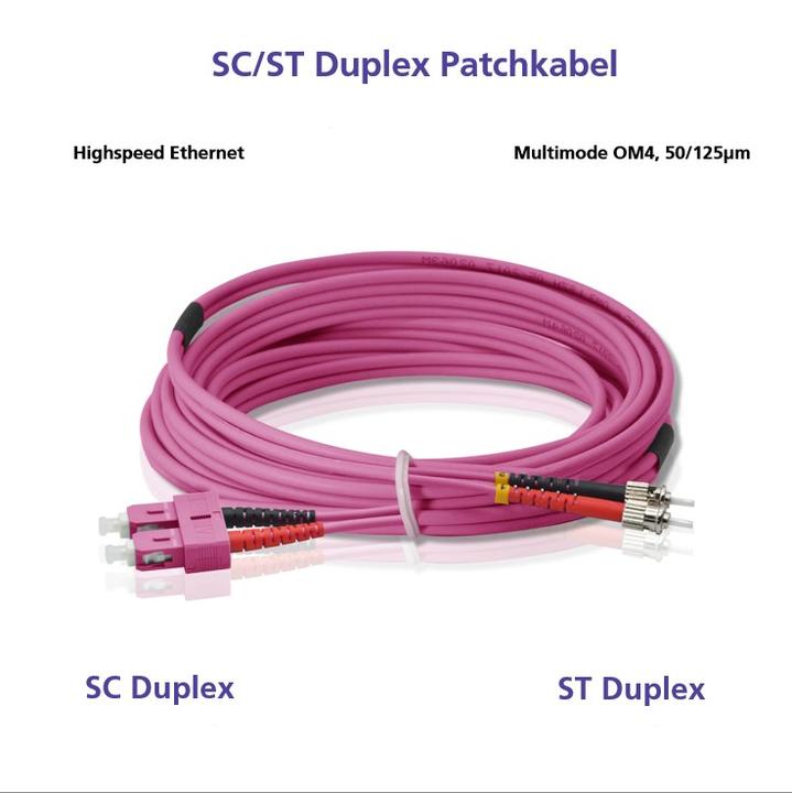 Produktbild Helos Patch-Kabel ST multi-mode (M) bis SC multi-mode (M) (CAT7, 5 m)