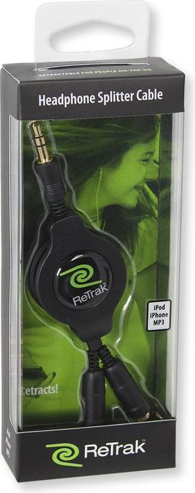 Immagine prodotto ReTrak Sdoppiatore per cuffie retrattile (1m, Jack da 3.5mm)