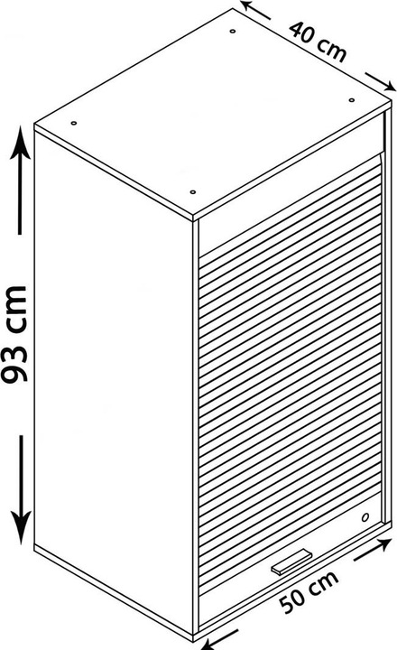 Actual product image VCM Wood office cabinet filing cabinet Aktos L roller shutter lockable (50 x 40 x 93 cm)