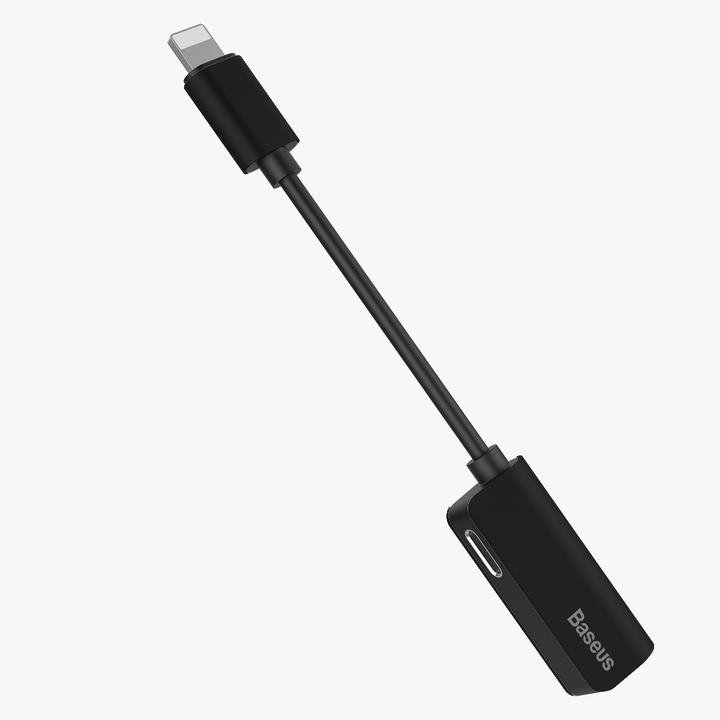 Actual product image Baseus L32 IP Male to 3.5mm+IP Female Adapter Black (3.5mm jack, Lightning)