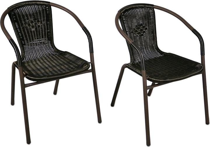 VCM 4er Set Bistrostuhl dunkelbraun Stapelstuhl Balkonstuhl Rattanstuhl Poly-Rattan
