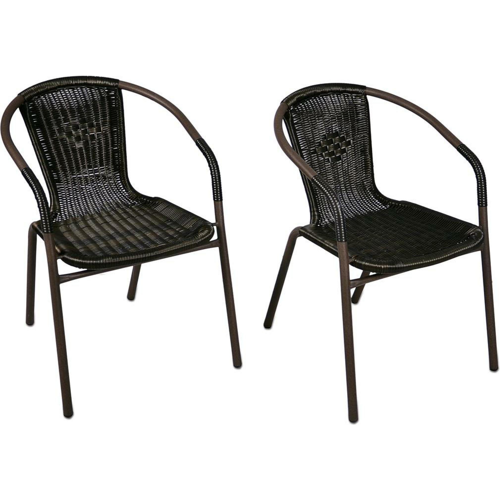 VCM, Gartenstühle, 4er Set Bistrostuhl dunkelbraun Stapelstuhl Balkonstuhl Rattanstuhl Poly-Rattan