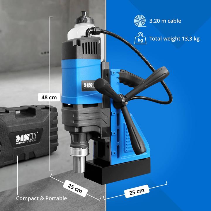 Produktbild MSW Magnetbohrmaschine 1600 W 830 U/min 16 kN für 13/35 mm Bohrer Kernbohrmaschine