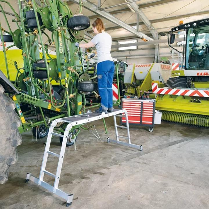Produktbild kaiserkraft Vielzweckleiter 4-teilig mit nivello-Traverse 2x2 + 2x3 Sprossen (Mehrzweckleiter)
