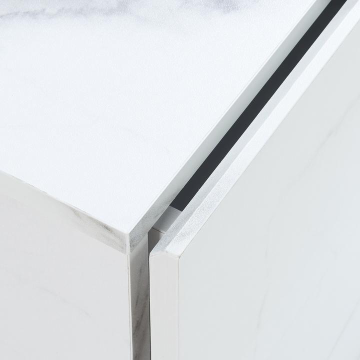 Produktbild En.Casa Nachttisch hängend Ampfing mit 2 Schubladen Marmoroptik, weiss (40 x 29 x 30 cm)