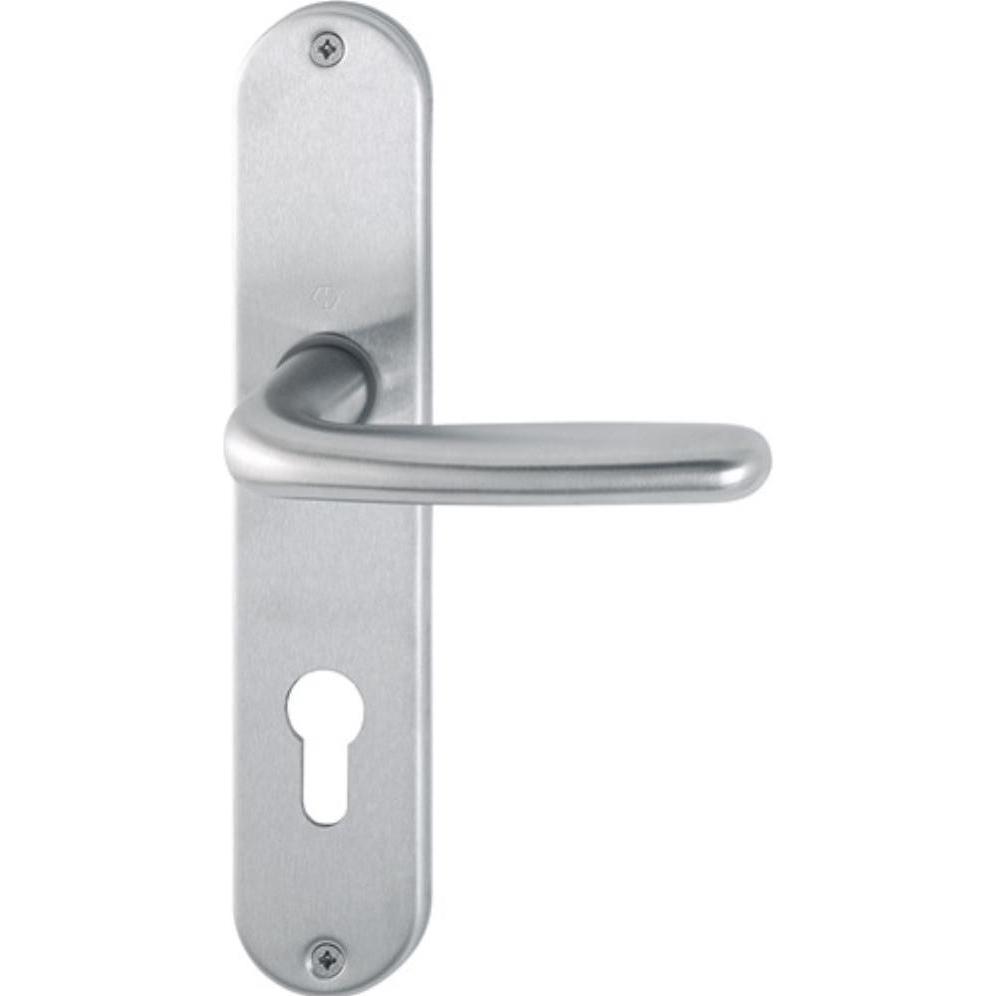 Hoppe, Türgriff + Fenstergriff, Langschildgarnitur Cardiff E1850Z/302 Edelstahl F69 PZ 72 mm DIN links / rechts (Türgarn...