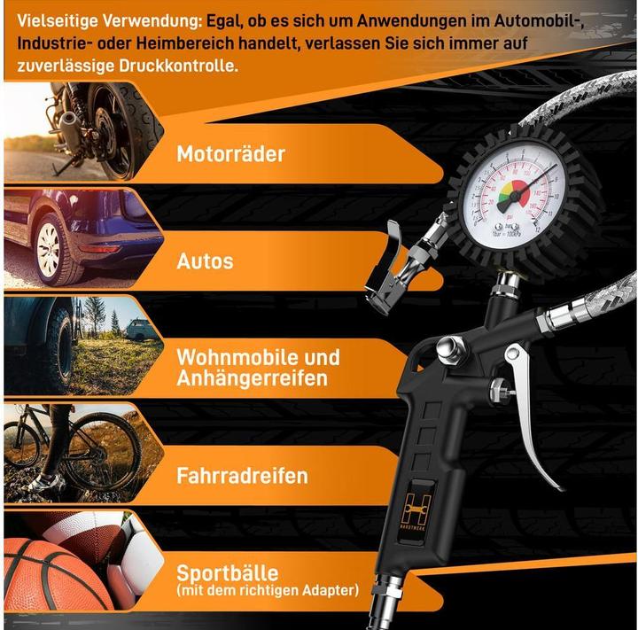 Produktbild Hardtwerk Druckluft-Reifenfüllmesser Messbereich: 012 bar