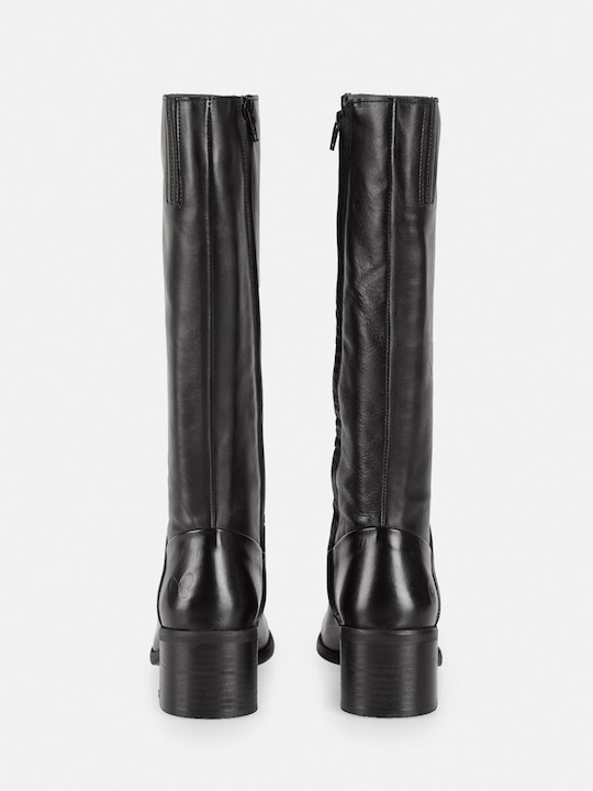 Actual product image Felmini MIRA D946 Stylish high boots with a low heel, made from genuine soft black leather. (40)