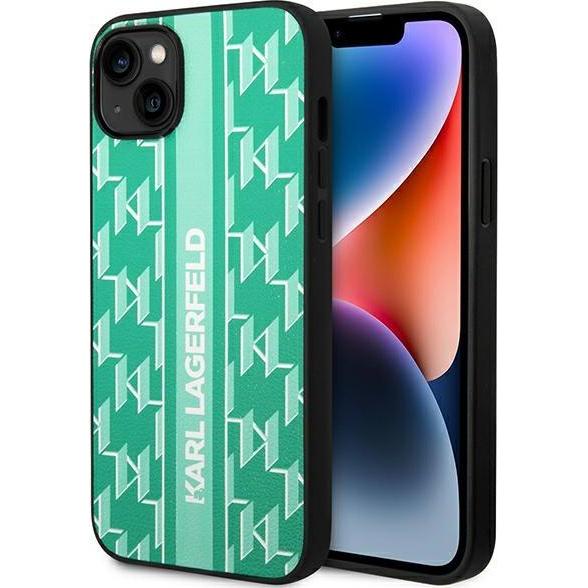 Karl Lagerfeld KLHCP14SPGKLSKN iPhone 14 6.1 "hardcase green / green Monogram Stripe (Apple iPhone 14), Smartphone Hülle...
