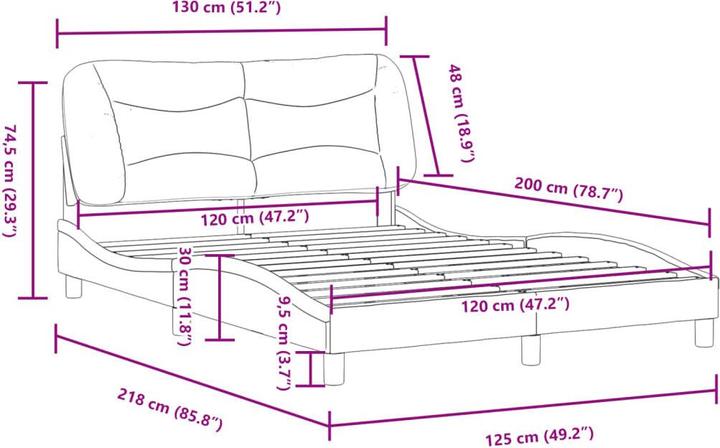 Image du produit VidaXL Cadre de lit avec tête de lit en similicuir (120 x 200 cm)