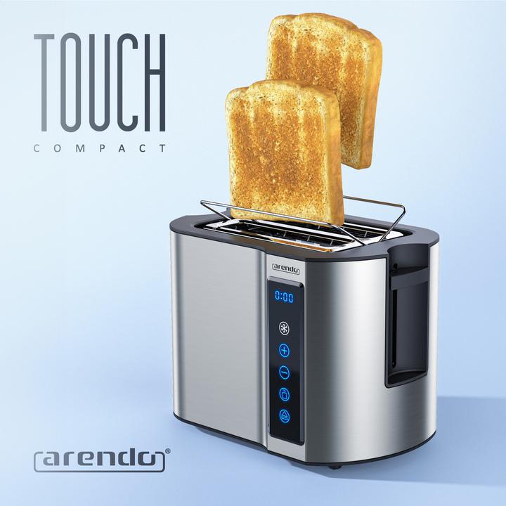 Actual product image Arendo Toaster stainless steel 2 slices short slot, bread roll attachment, touch panel, display with