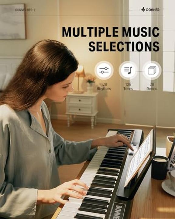Immagine prodotto Donner Tastiera digitale portatile con 88 tasti dinamici, pedale sustain e accessori inclusi (88 Chiavi)