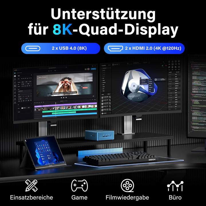 Produktbild Geekom Mini PC IT12 2025 Edition mit Intel i7-1280P (512 GB, 16 GB, Intel Core i5-12450H)