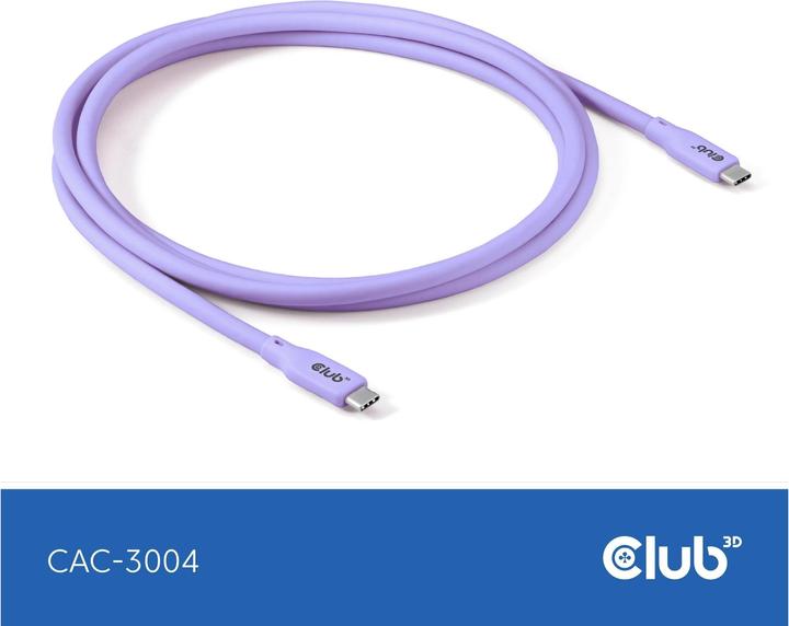 Actual product image Club 3D Club3D Lifestyle USB-C cable PD 240W,20Gbps 2m purple pc/st retail (2 m, USB 4.0, 240 W)