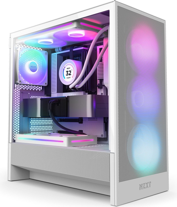 Actual product image NZXT H5 Flow RGB ( 2024 ) (white, tempered glass) (ATX, mATX, E-ATX, Mini-ITX)