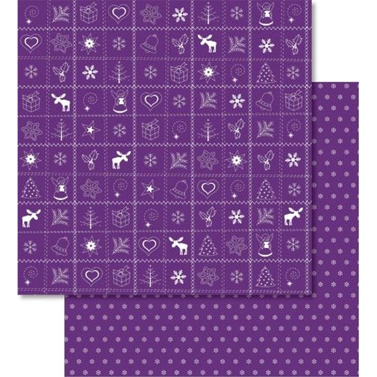 Thumbnail - Ursus, Bastelpapier, Scrapbook Paper Country Christmas 12x12 Zoll VE=5 Blatt violett (5 x)