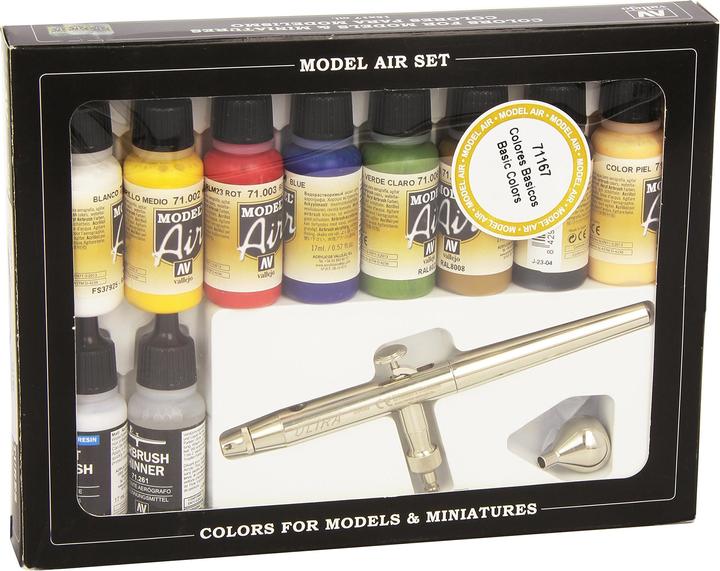 Image du produit Vallejo Kit aérographe avec Basics Colors 10x17ml (Argent, 170 ml)