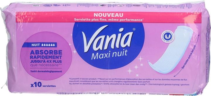 Produktbild Vania Maxi Night Sanitary Pads 10 Pieces Thinner (10x)