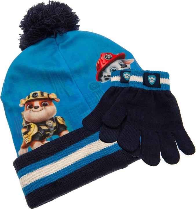 Actual product image Paw Patrol Hat And Glove Set With Stripes (One size)