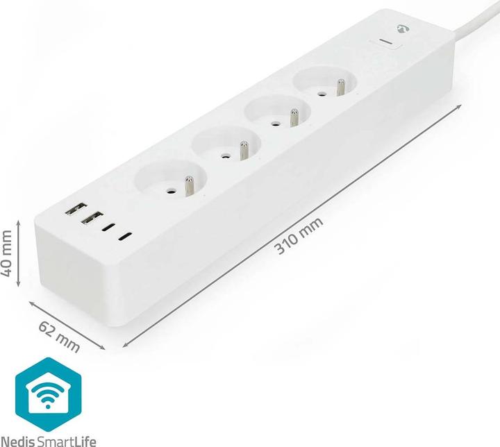 Actual product image Nedis N WIFIP313EWT - Switchable WLAN socket strip 4-way 4x USB