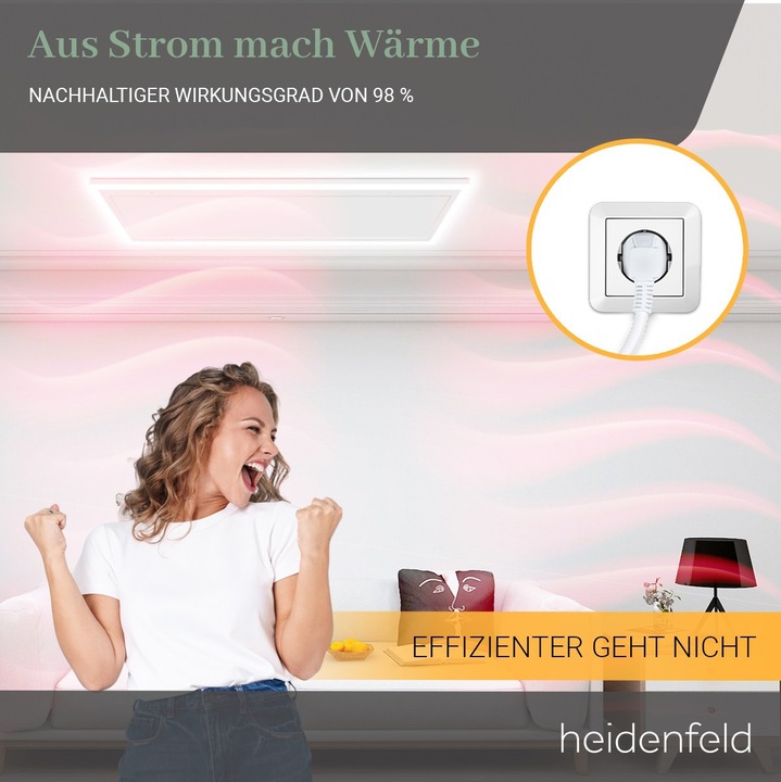 Produktbild Heidenfeld Infrarot Deckenheizung mit Licht 390-800 Watt Infrarotheizung LED (800 Watt Warmweiss) (800 W)