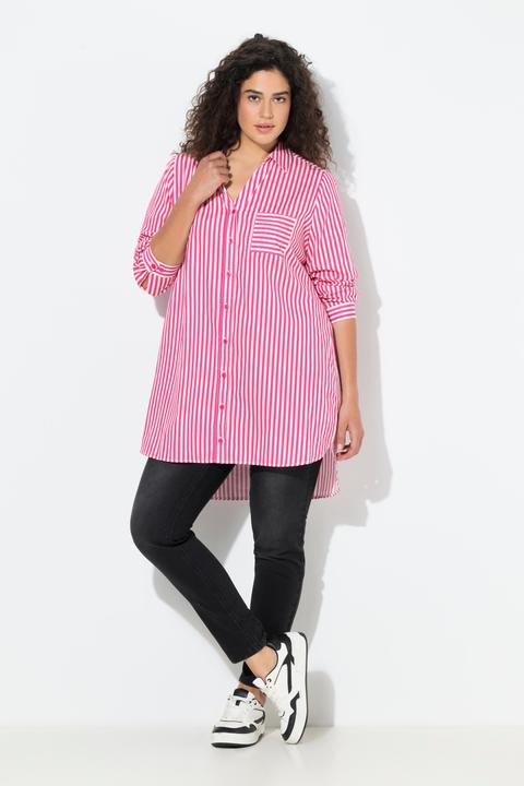 Immagine prodotto Ulla Popken Camicia dal taglio svasato con righe, collo da camicia e maniche lunghe (50, 52)