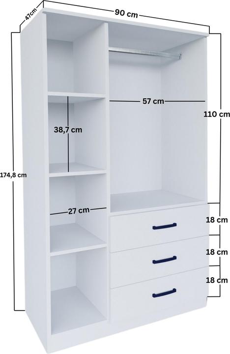Immagine prodotto Hanah Home Easy Three Door Wardrobe (90 x 47 x 174.80 cm)