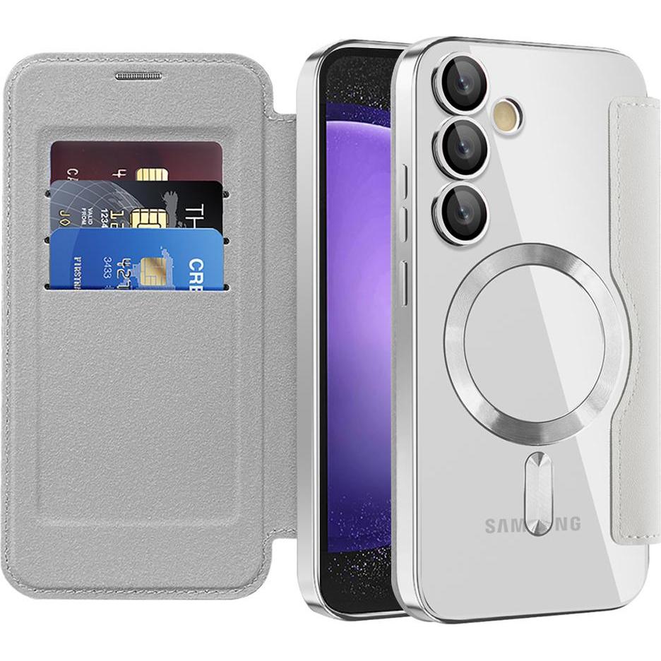 Techsuit - SmartMag Book Case - Samsung Galaxy S23 FE - Gray (Samsung Galaxy S23 FE), Cover smartphone, Grigio