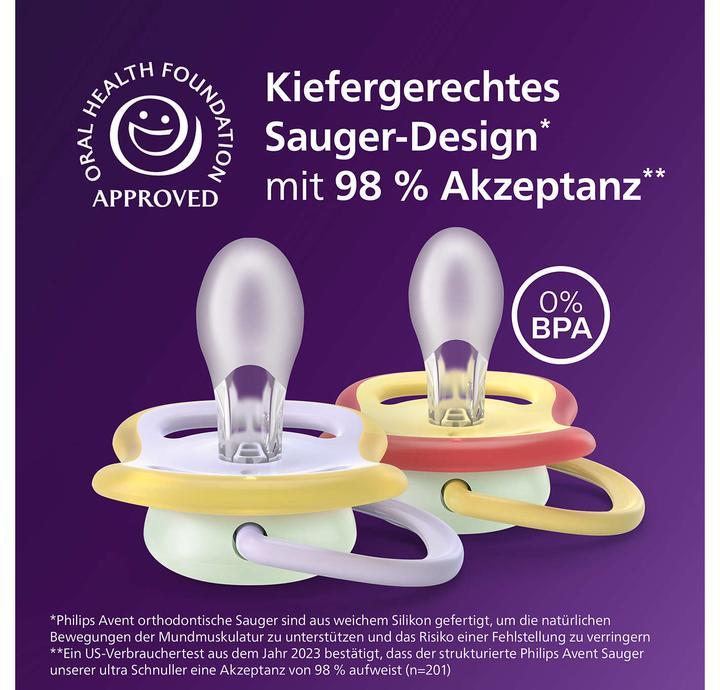 Image du produit Philips Avent Pacifier SCF376/25 ultra air nuit (2 x, jusqu'à 6 M.)