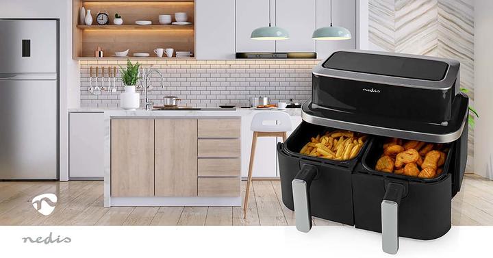 Produktbild Nedis Heteluchtfriteuse - 2x4.2 l - Tijdschakelaar: 60 min - Aantal vooraf ingestelde programmas: 10 - Dig