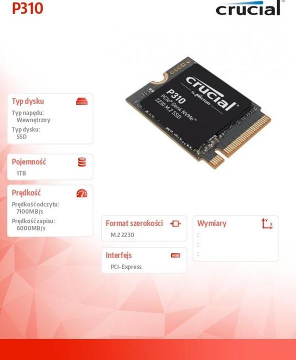 Immagine prodotto Crucial P310 (1000 GB, M.2 2230)