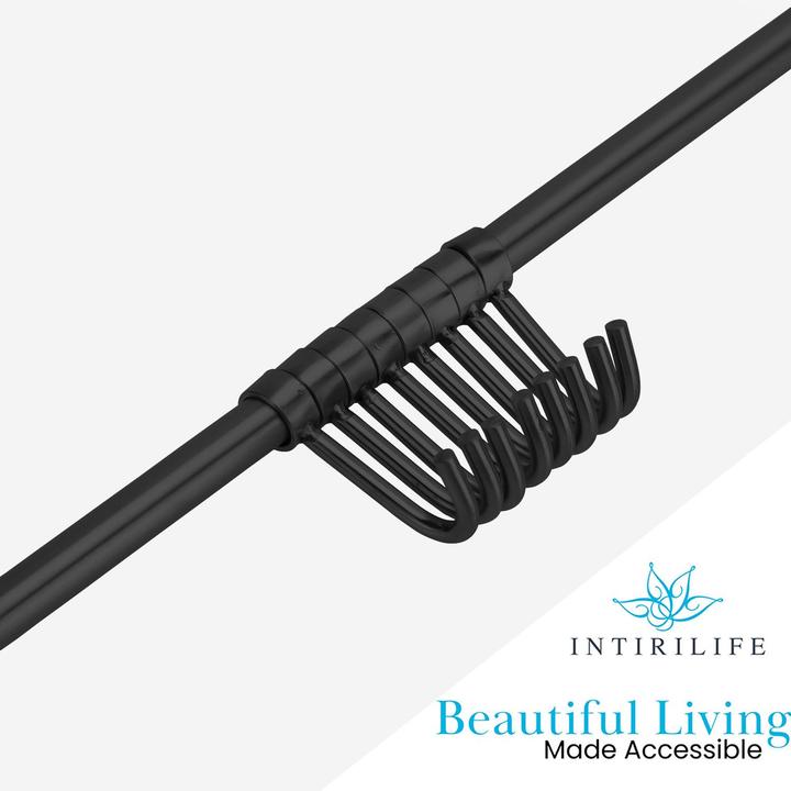 Actual product image Intirilife Stainless steel hanging rail with 8 hooks