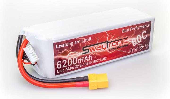 Actual product image Swaytronic 6S1P 22.2V 6200mAh 60C/120C XT90 (22.20 V, 6200 mAh)