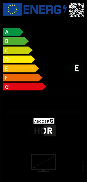 Energie-Label JVC Fernseher 65 Zoll Smart TV VIDAA LT-65VD3555 4K Fernseher UHD, HDR Dolby Vision und Triple-Tuner (65", LED, 4K, 2025)