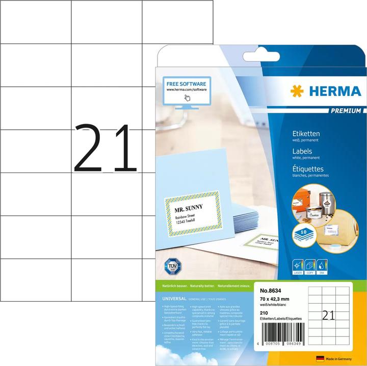 Produktbild HERMA Universal Etiketten A4