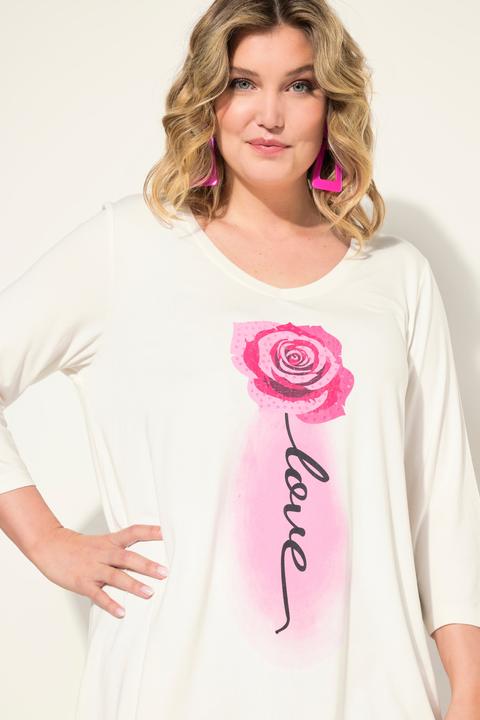 Actual product image Miamoda A-Line 3/4-Sleeve Rose Pattern T-Shirt (48)
