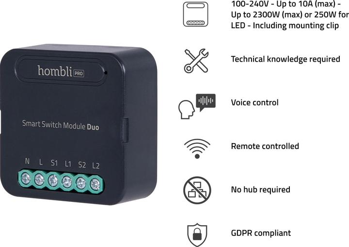 Image du produit Hombli Module Smart Switch Duo (Actionneur de commutation)