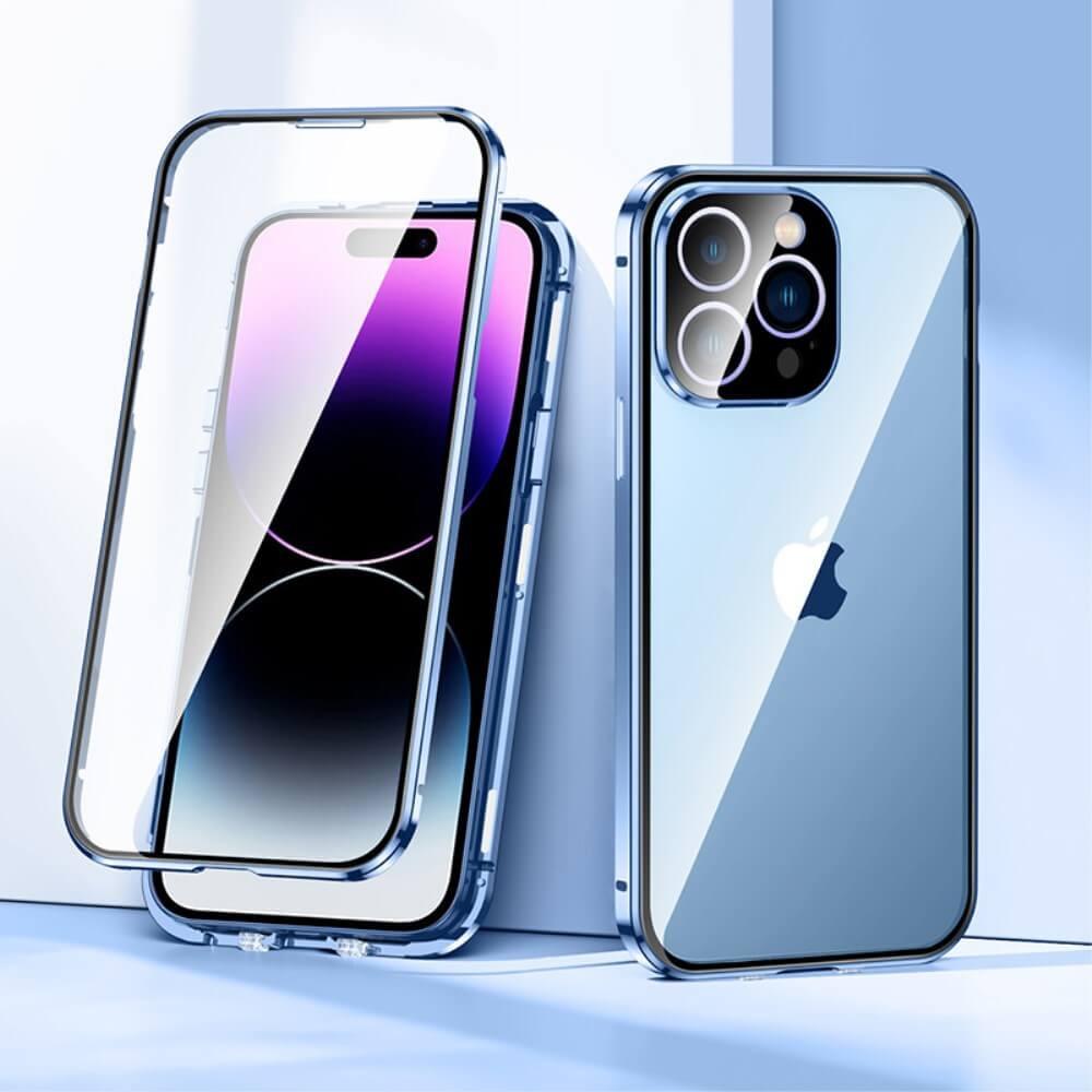 Thumbnail - Cover-Discount iPhone 15 Pro - Magnetische Schutzhülle mit Panzerglas blau (Apple iPhone 15 Pro), Smartphone Hülle, Blau