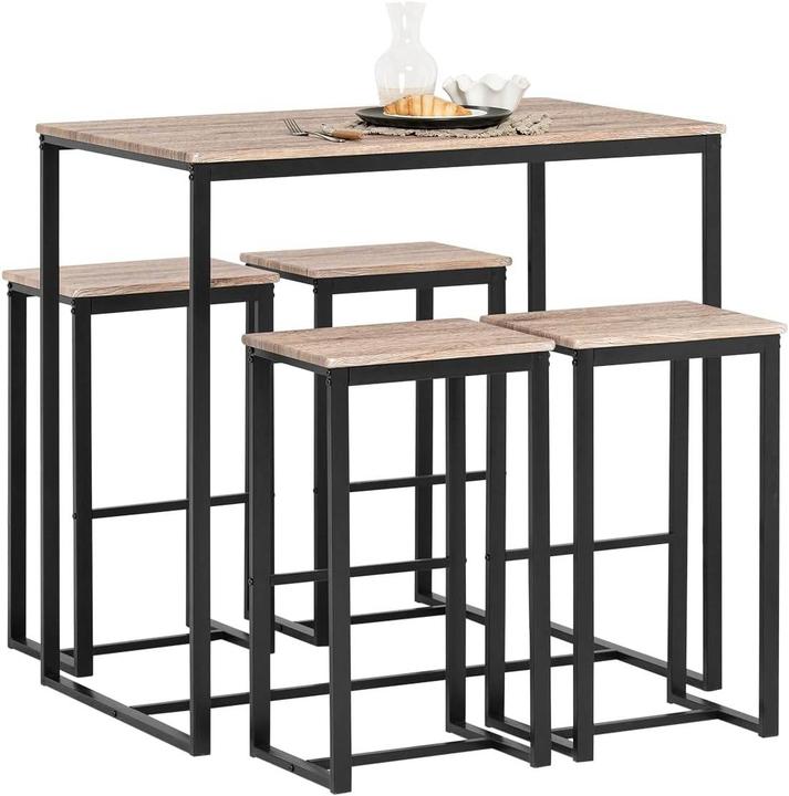 Produktbild SoBuy Bartisch mit 4 Hockern (100 x 60 x 96 cm)