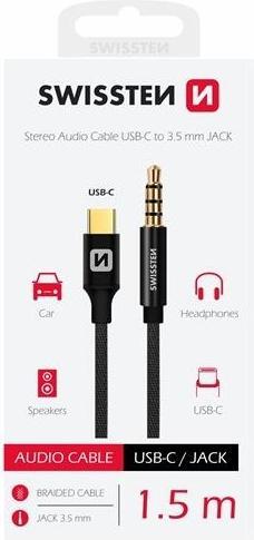 Actual product image Swissten Textile Audio Adapteris USB-C / 3 / (USB Type C, 3.5mm jack)