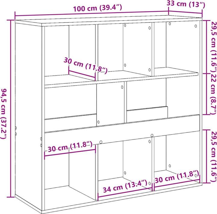 Nutritional values and ingredients vidaXL Liberia (100 x 33 x 94.5 cm)