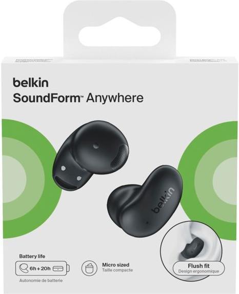 Immagine prodotto Belkin SoundForm Anywhere True Wireless In-Ear, sw. AUC014hqBK (ANC, 26 h, Cablato, Senza fili)