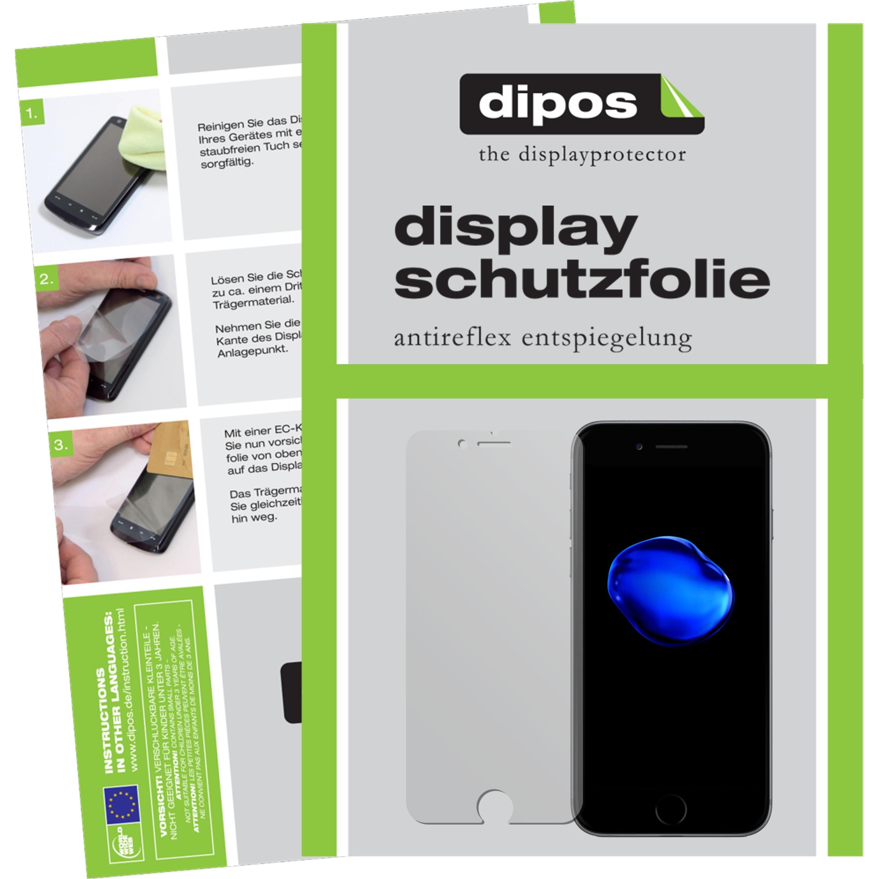 Dipos Displayschutzfolie Antireflex (2 Stück, Apple iPhone 7), Smartphone Schutzfolie, Transparent