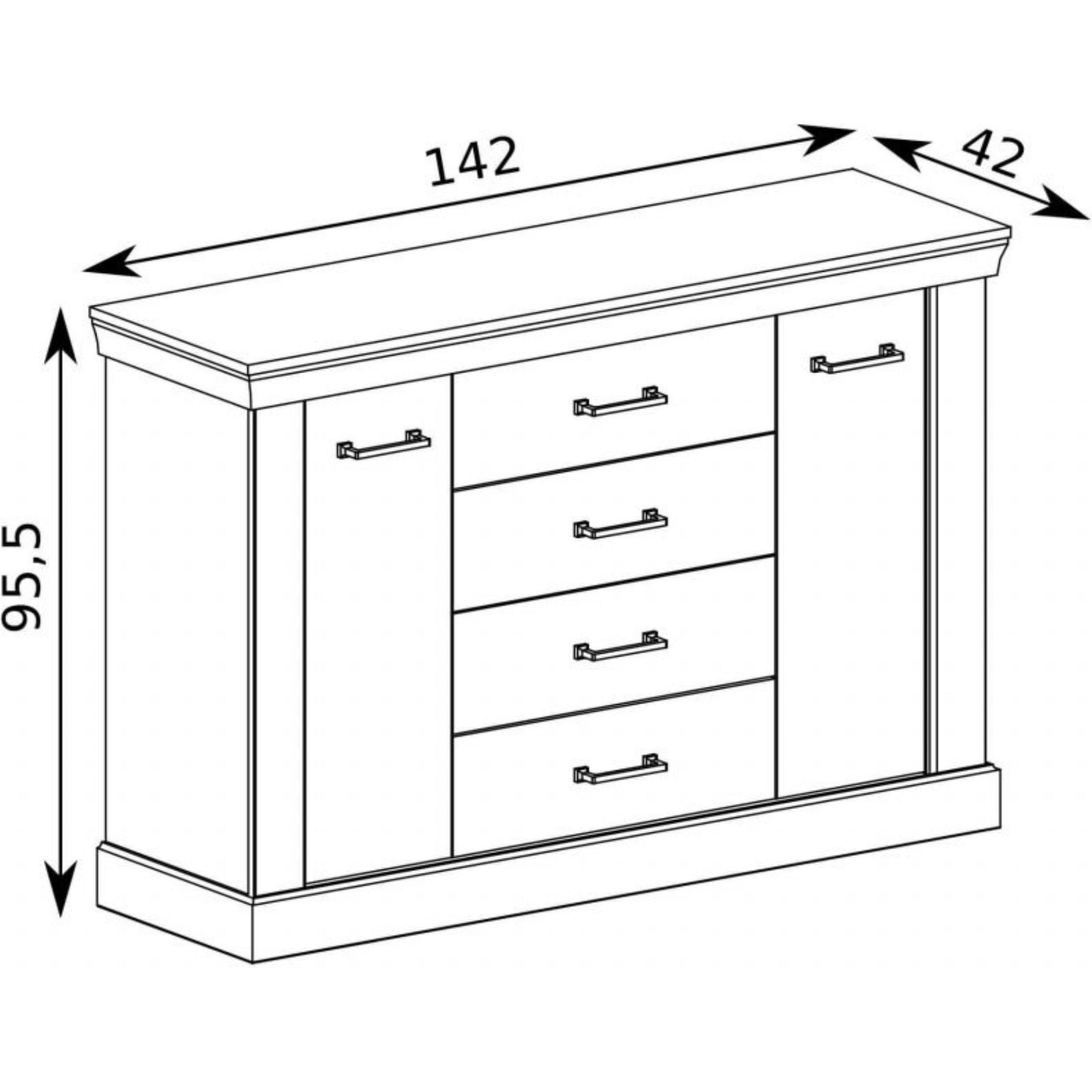 Thumbnail - Konsimo, Kommode + Sideboard, Vetis (142 x 95.5 x 42 cm)