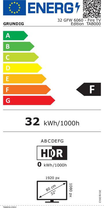 Energy Label Grundig 32GFW6060 (32", LCD, Full HD)