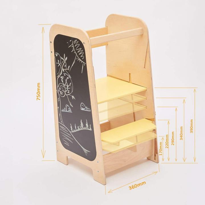 Produktbild Montessori Lernturm - Multifunktionaler Helferturm 5-in-1 - Gelb